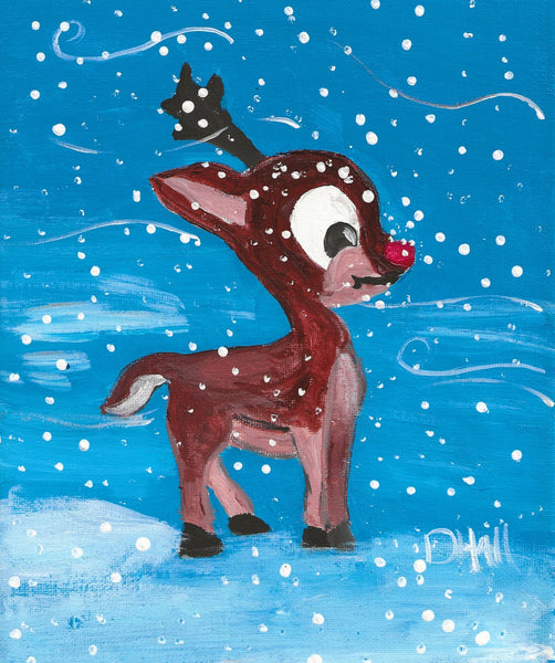 Rudolph in the Snow  Art Kit 8x10